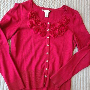 WHBM - Red Rose cardigan size M